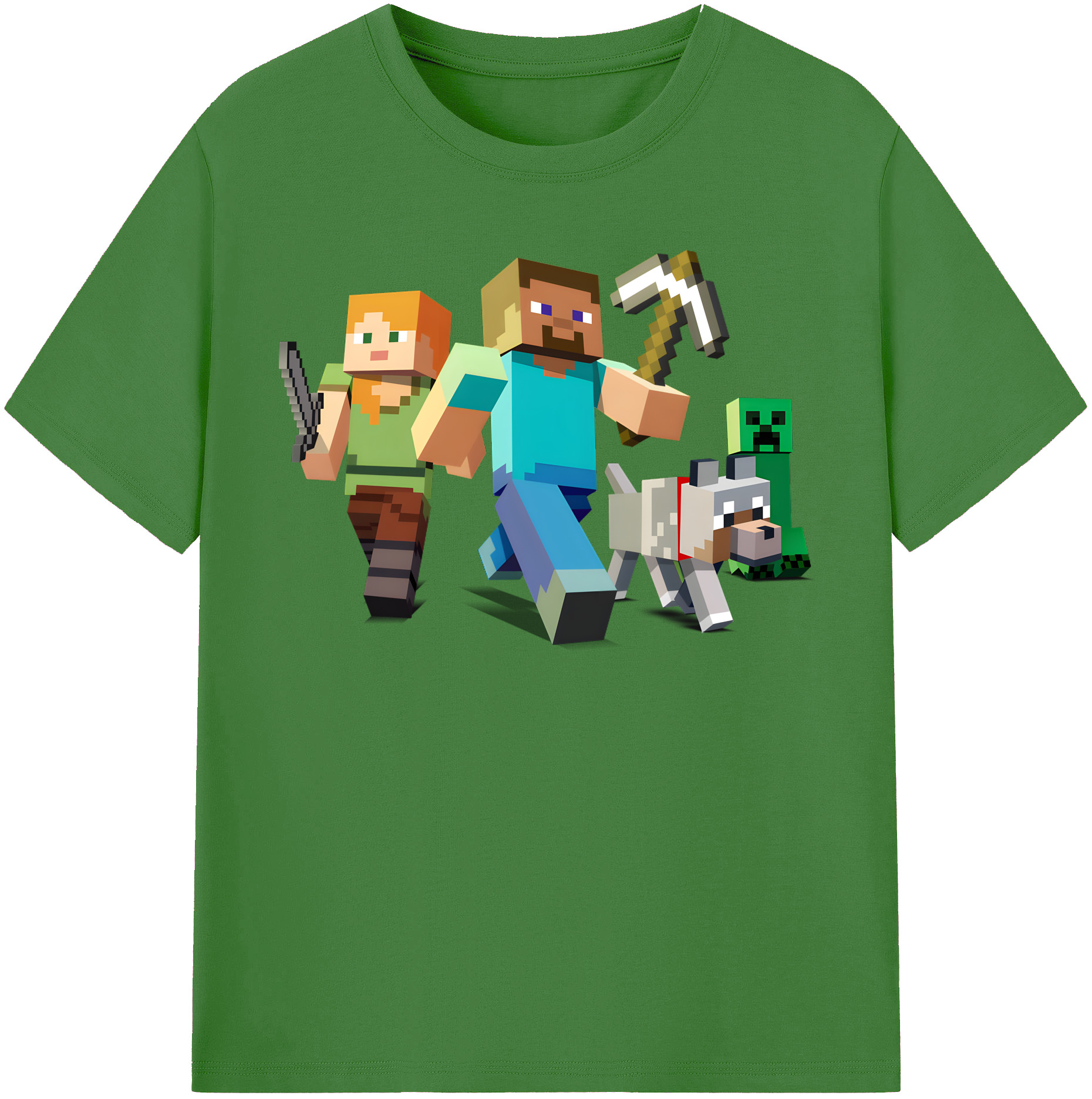 （画像用） マインクラフト ブロックの世界 Minecraft MC Block world レディースカジュアルプリントTシャツ（綿100％）